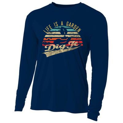 Life Is A Garden Dig It Retro Vintage Farmer Cooling Performance Long Sleeve Crew