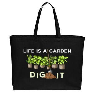 Life is a Garden Dig It Fun Plants Lover Gardening Gardener Cotton Canvas Jumbo Tote