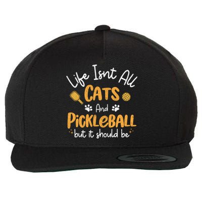 Life Isnt All Cats And Pickleball Pickle Ball Cool Gift Wool Snapback Cap