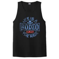 Life Is A Rodeo Bull Fighter Cowboy Longhorn Bull Riding PosiCharge Competitor Tank