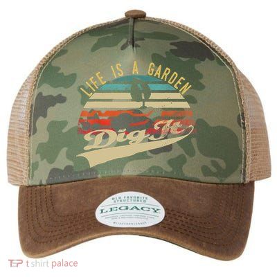 Life Is A Garden Dig It Funny Retro Vintage Farmer Gift Legacy Tie Dye Trucker Hat