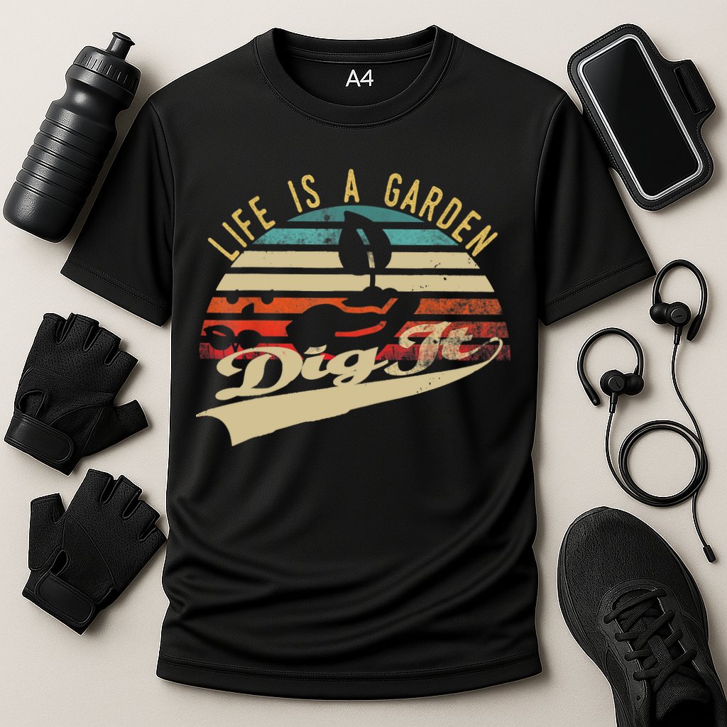Life Is A Garden Dig It Funny Retro Vintage Farmer Gift Cooling Performance Crew T-Shirt