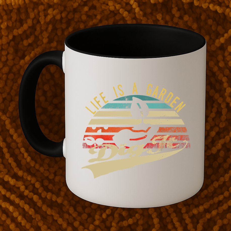 Life Is A Garden Dig It Funny Retro Vintage Farmer Gift Mug