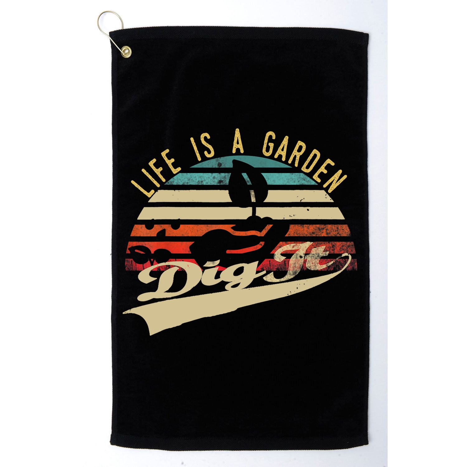 Life Is A Garden Dig It Funny Retro Vintage Farmer Gift Golf Towel