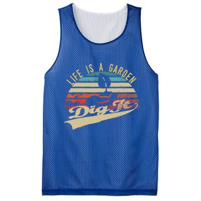 Life Is A Garden Dig It Funny Retro Vintage Farmer Gift Mesh Reversible Basketball Jersey Tank