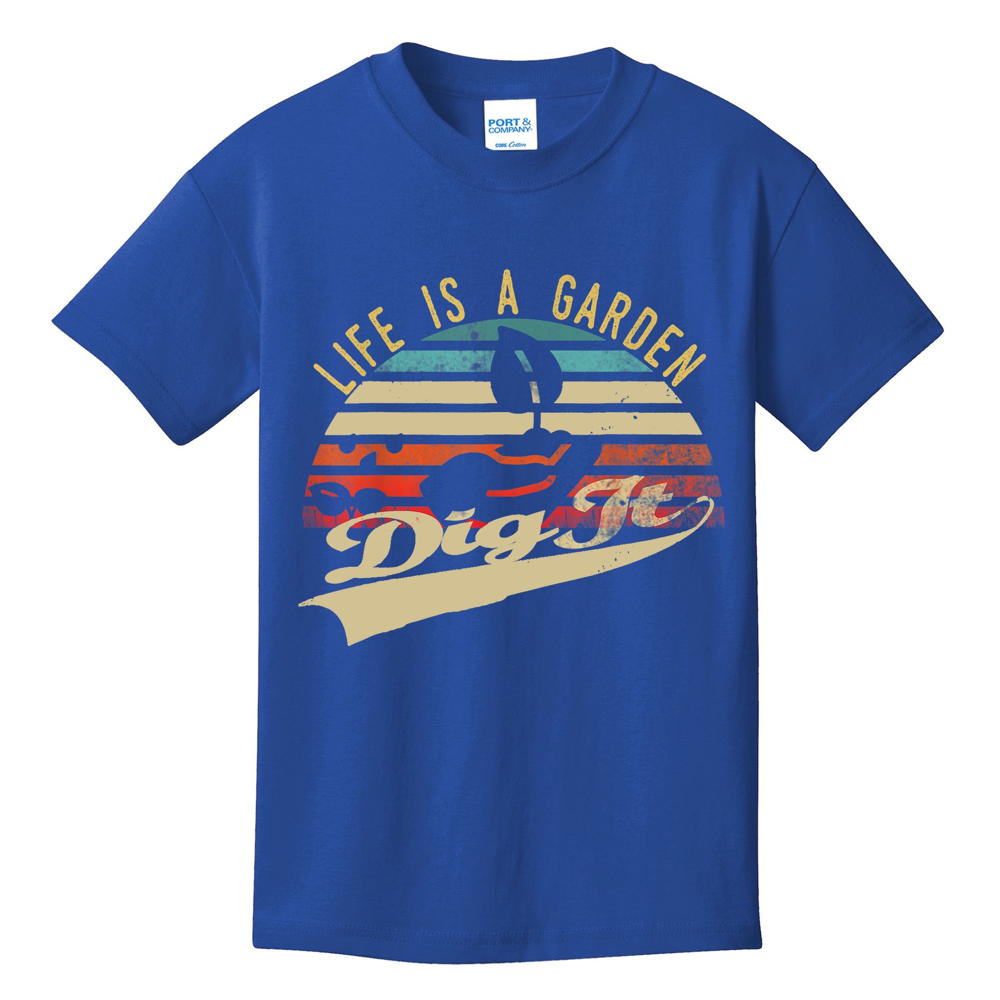 Life Is A Garden Dig It Funny Retro Vintage Farmer Gift Kids T-Shirt