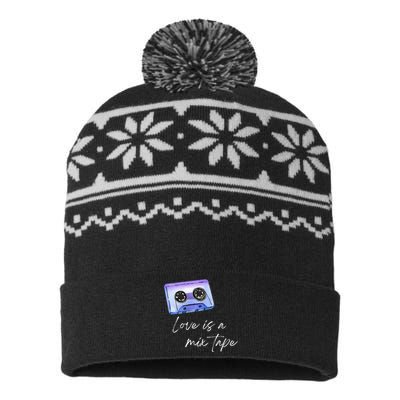 Love Is A Mix Tape Retro Old School 80s 90s Music USA-Made Snowflake Beanie