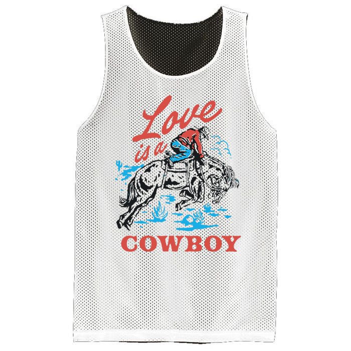 Love Is A Cowboy Funny Cowboy Mesh Reversible Basketball Jersey Tank