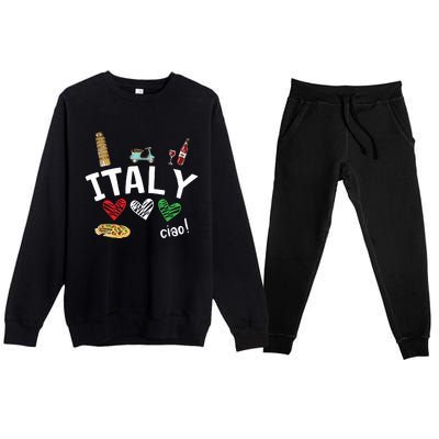 Love Italy And Everything Italian Culture Gift Premium Crewneck Sweatsuit Set