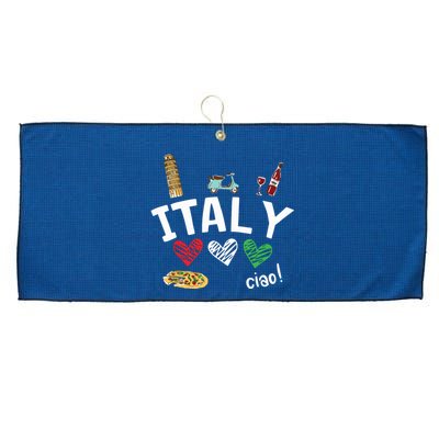 Love Italy And Everything Italian Culture Gift Large Microfiber Waffle Golf Towel