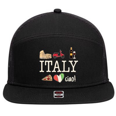 Love Italy And Everything Italian Culture 7 Panel Mesh Trucker Snapback Hat