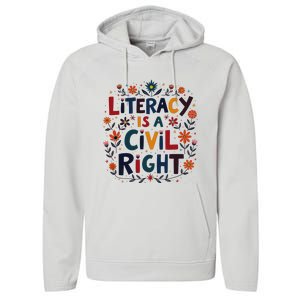 Literacy Is A Civil Right Reading Teacher Design Performance Fleece Hoodie