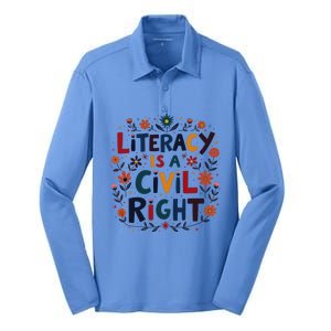 Literacy Is A Civil Right Reading Teacher Design Silk Touch Performance Long Sleeve Polo