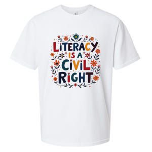 Literacy Is A Civil Right Reading Teacher Design Sueded Cloud Jersey T-Shirt