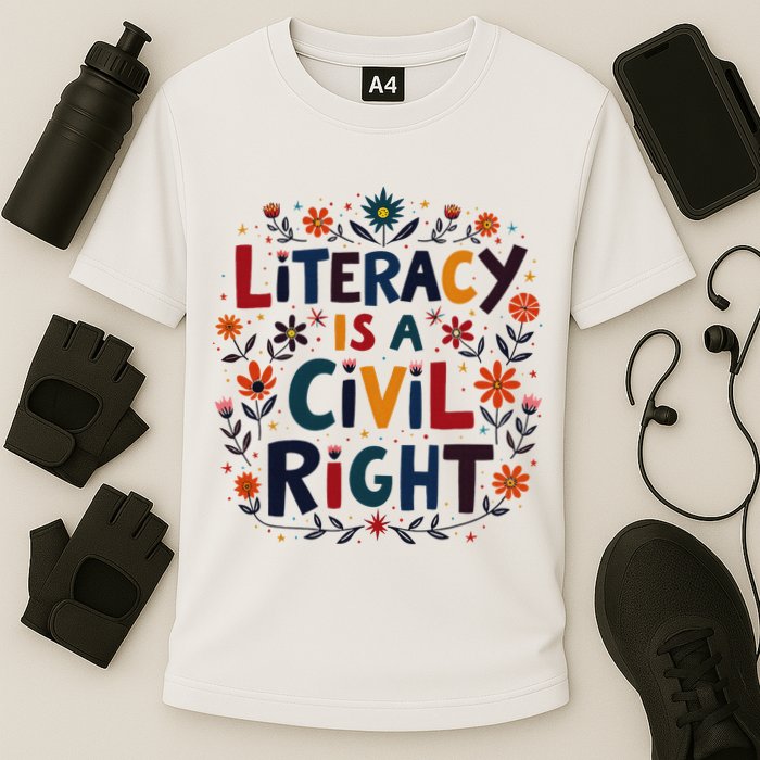 Literacy Is A Civil Right Reading Teacher Design Cooling Performance Crew T-Shirt