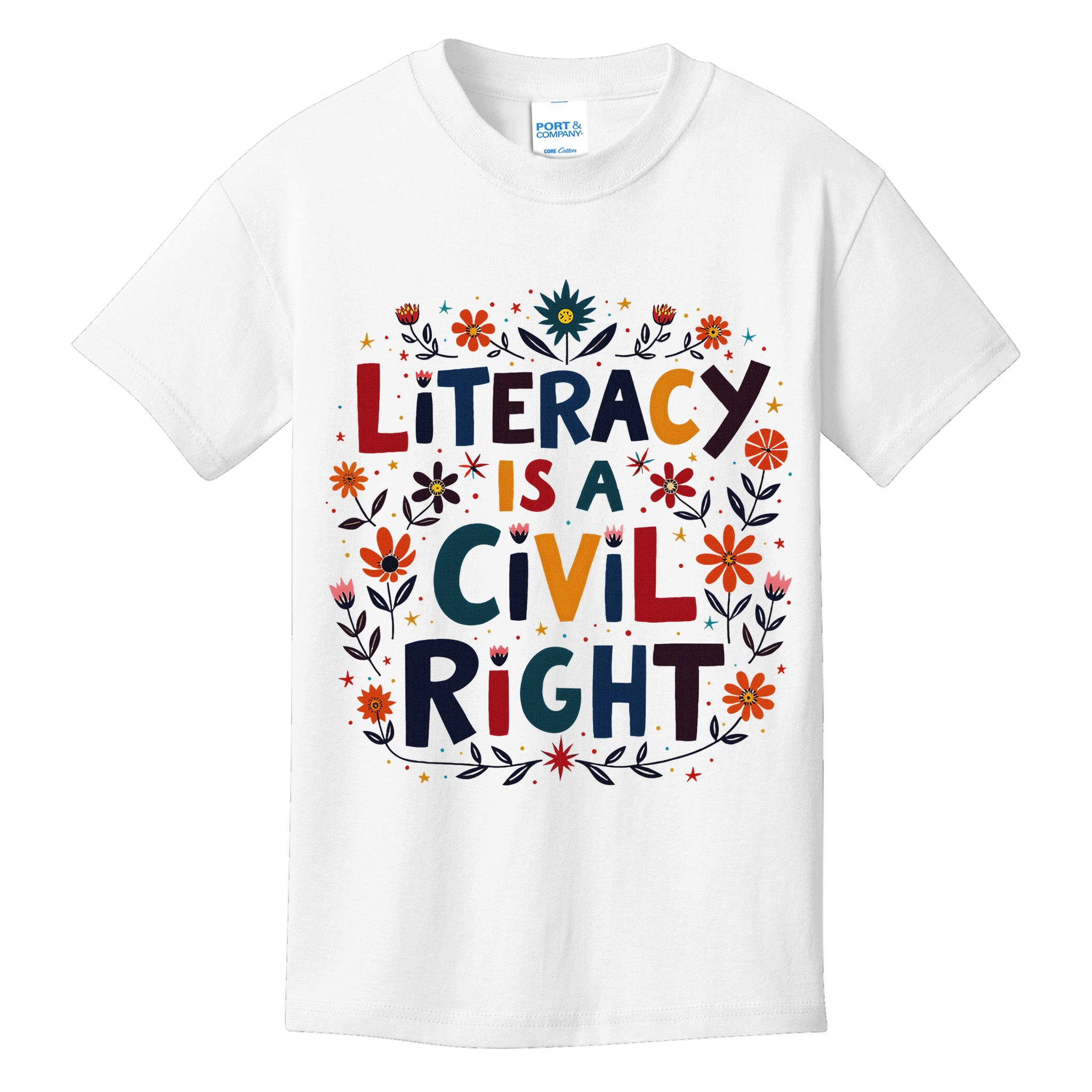 Literacy Is A Civil Right Reading Teacher Design Kids T-Shirt