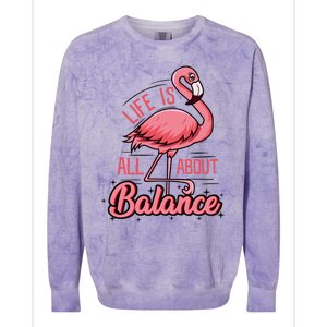 Life Is All About Balance Funny Flamingo Lover Gift Colorblast Crewneck Sweatshirt