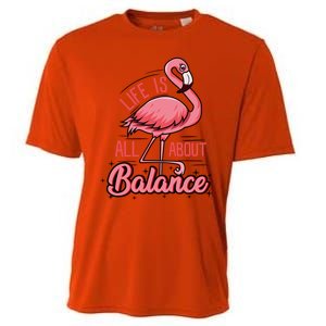 Life Is All About Balance Funny Flamingo Lover Gift Cooling Performance Crew T-Shirt