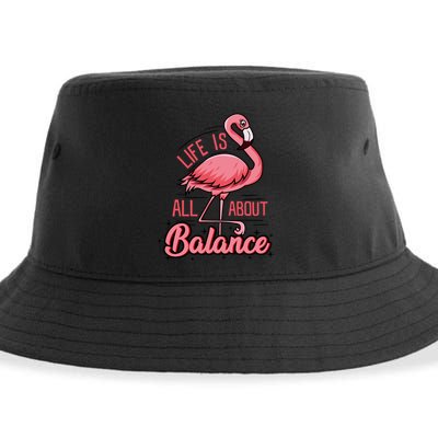 Life Is All About Balance Funny Flamingo Lover Gift Sustainable Bucket Hat