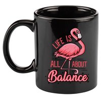 Life Is All About Balance Funny Flamingo Lover Gift 11oz C Handle Ceramic Mug