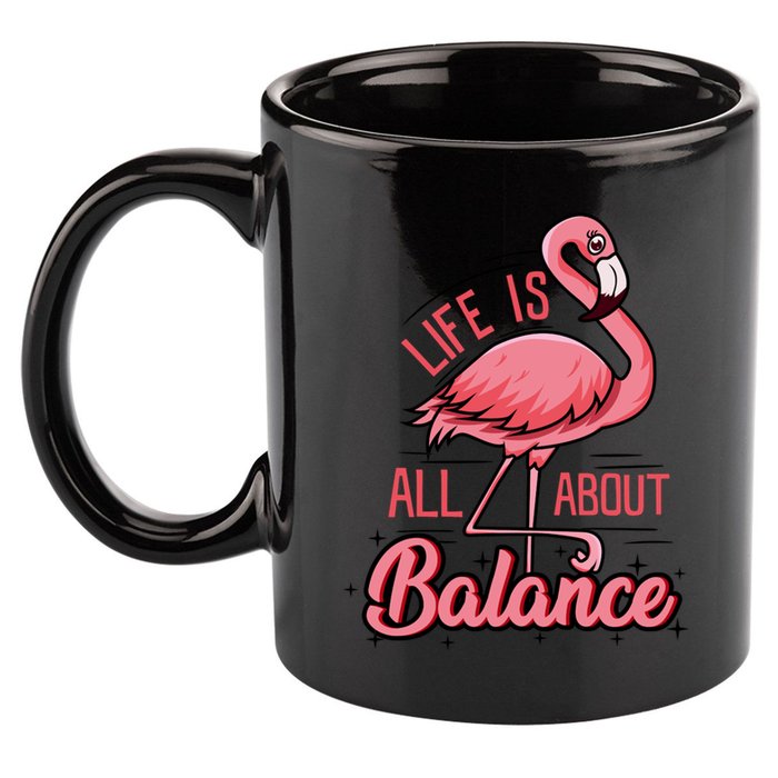Life Is All About Balance Funny Flamingo Lover Gift 11oz C Handle Ceramic Mug