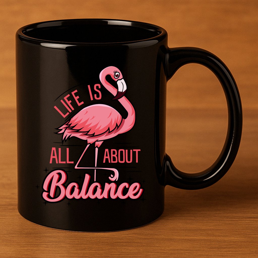 Life Is All About Balance Funny Flamingo Lover Gift 11oz C Handle Ceramic Mug