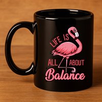 Life Is All About Balance Funny Flamingo Lover Gift 11oz C Handle Ceramic Mug