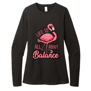 Life Is All About Balance Funny Flamingo Lover Gift Womens CVC Long Sleeve Shirt