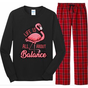 Life Is All About Balance Funny Flamingo Lover Gift Long Sleeve Pajama Set