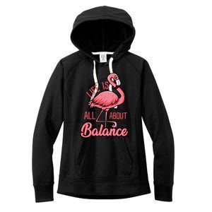 Life Is All About Balance Funny Flamingo Lover Gift Women's Fleece Hoodie