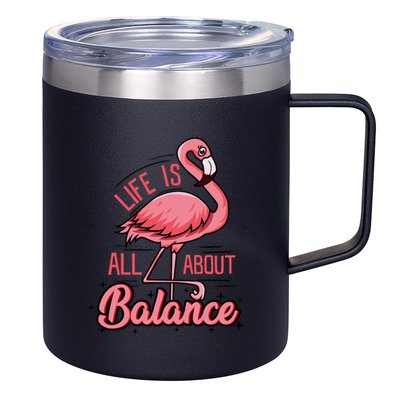 Life Is All About Balance Funny Flamingo Lover Gift 12oz Stainless Steel Coffee Mug