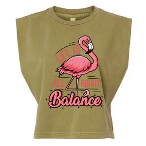 Life Is All About Balance Funny Flamingo Lover Gift Garment-Dyed Women's Muscle Tee