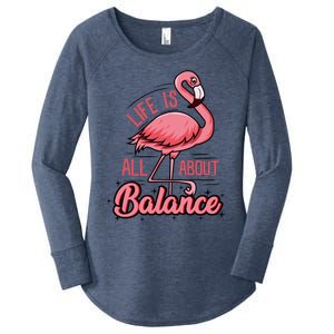 Life Is All About Balance Funny Flamingo Lover Gift Women's Perfect Tri Tunic Long Sleeve Shirt