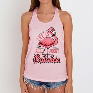 Life Is All About Balance Funny Flamingo Lover Gift Women's Knotted Racerback Tank