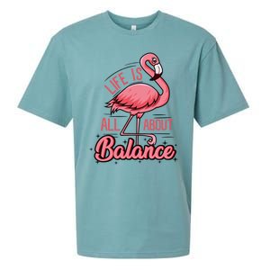 Life Is All About Balance Funny Flamingo Lover Gift Sueded Cloud Jersey T-Shirt