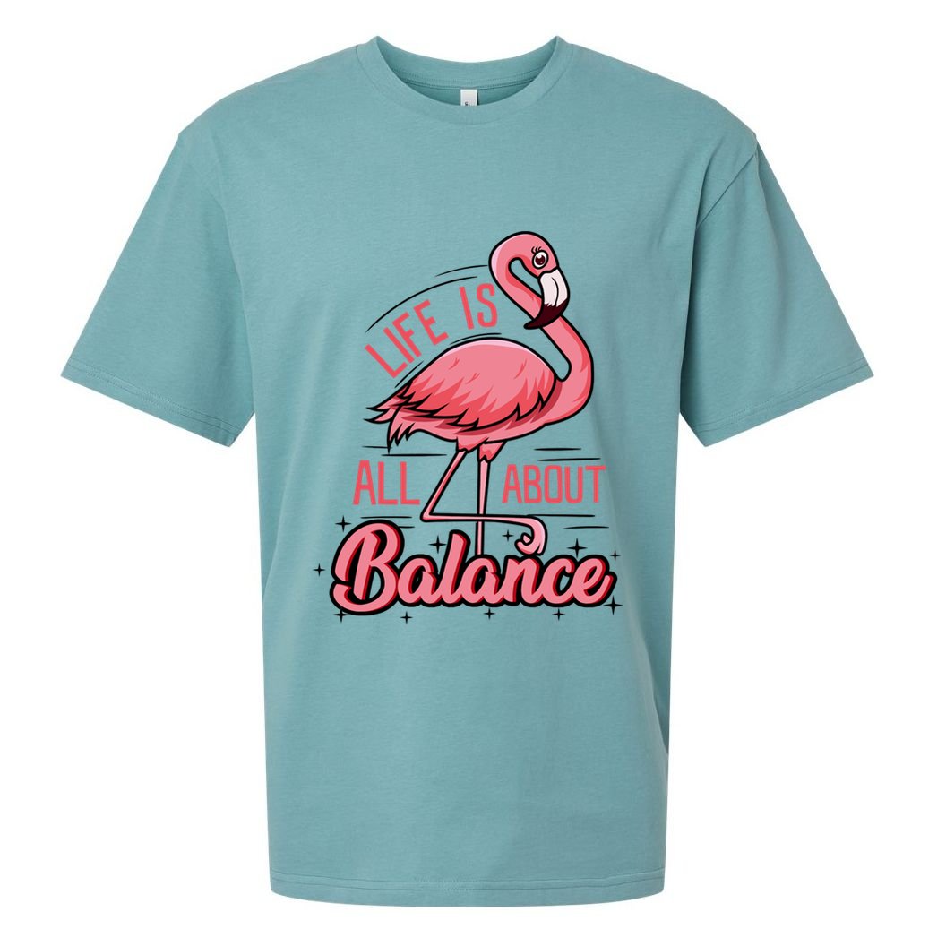 Life Is All About Balance Funny Flamingo Lover Gift Sueded Cloud Jersey T-Shirt