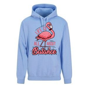 Life Is All About Balance Funny Flamingo Lover Gift Unisex Surf Hoodie