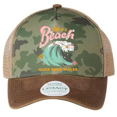 Life Is A Beach Make Some Waves Legacy Tie Dye Trucker Hat