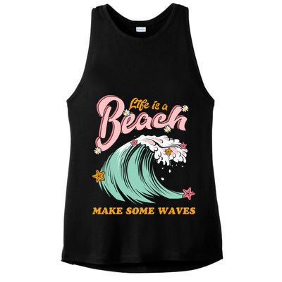 Life Is A Beach Make Some Waves Ladies PosiCharge Tri-Blend Wicking Tank