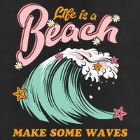Life Is A Beach Make Some Waves 7 Panel Mesh Trucker Snapback Hat