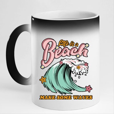 Life Is A Beach Make Some Waves 11oz Black Color Changing Mug