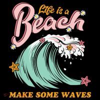 Life Is A Beach Make Some Waves Pom Pom 12in Knit Beanie