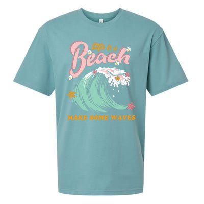 Life Is A Beach Make Some Waves Sueded Cloud Jersey T-Shirt