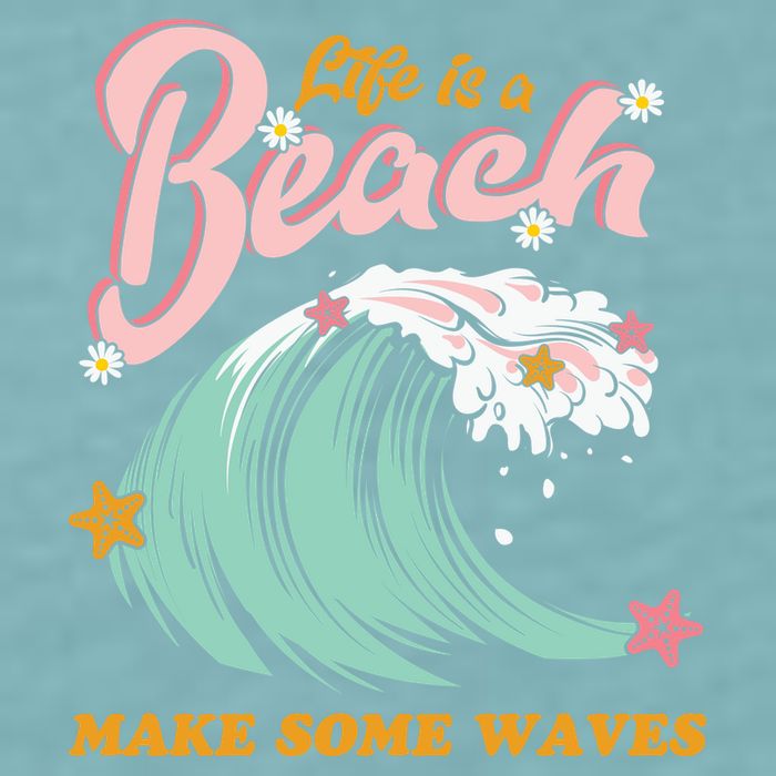 Life Is A Beach Make Some Waves Sueded Cloud Jersey T-Shirt