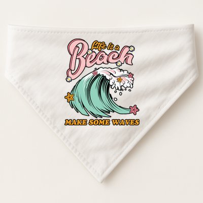Life Is A Beach Make Some Waves USA-Made Doggie Bandana