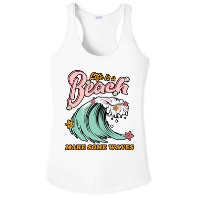 Life Is A Beach Make Some Waves Ladies PosiCharge Competitor Racerback Tank