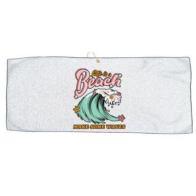 Life Is A Beach Make Some Waves Large Microfiber Waffle Golf Towel