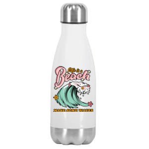 Life Is A Beach Make Some Waves Stainless Steel Insulated Water Bottle