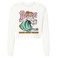 Life Is A Beach Make Some Waves Cropped Pullover Crew