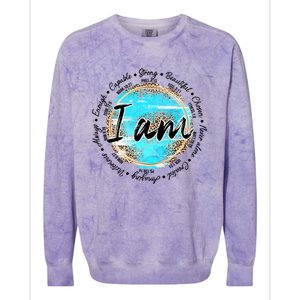 Leopard I Am Inspirational Bible Verse Christian Religious Meaningful Gift Colorblast Crewneck Sweatshirt